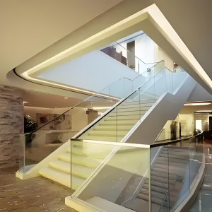 Glass staircase railing installation in Muscat and Sohar Oman 10 - تركيب درابزين درج زجاج… – glass railing and balustrade installation – Al…