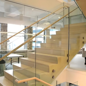 Glass staircase railing installation in Muscat and Sohar Oman 11 - تركيب درابزين درج زجاج… – glass railing and balustrade installation – Al…