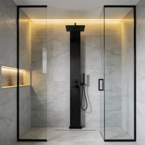 Al Noor frameless shower glass panels tempered glass in modern finishes 4 – glass shower screen installation – Al Noor Muscat & Sohar Oman